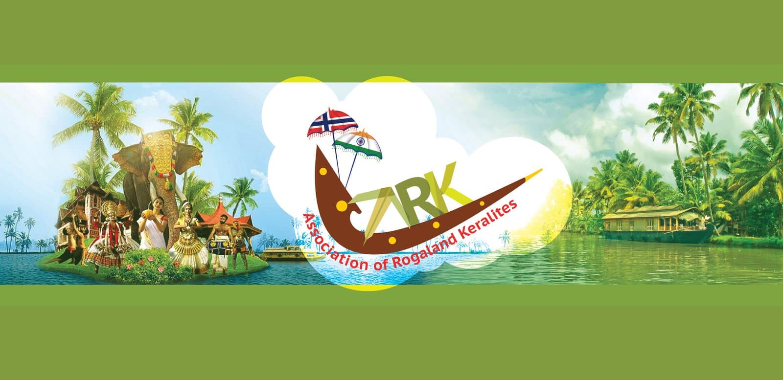 ARK — Association of Rogaland Keralites: Kerala backwaters, cultural performers, and the ARK logo
